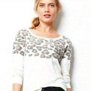 Moth Ivory Leo Leopard Pullover Sweater